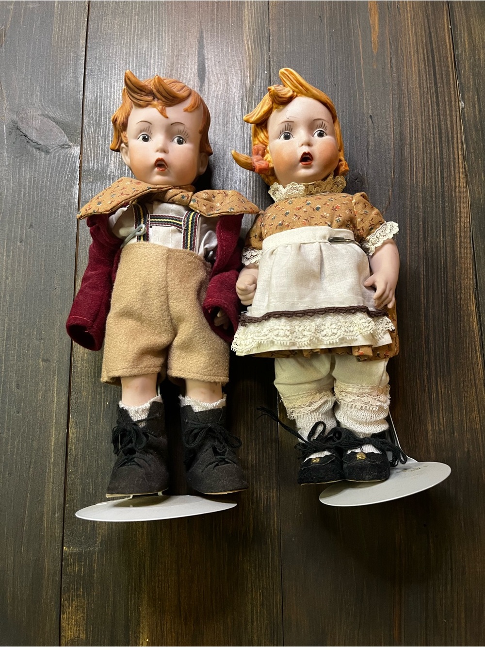 Vintage Goebel M. J. Hummel German Bisque/Porcelain Dolls 11" Boy & Girl